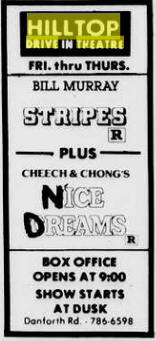 Hilltop Drive-In Theatre - 1982 Ad (newer photo)